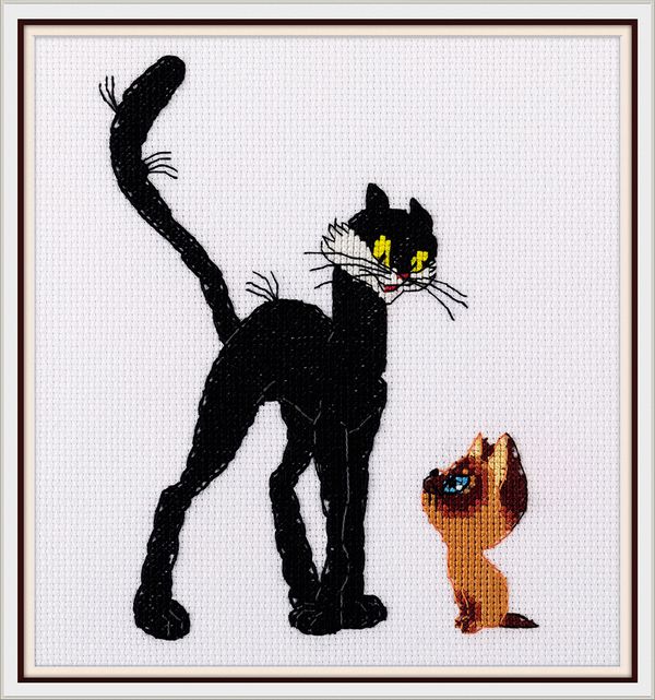 Набор для вышивания нитками Klart, Союзмультфильм. Черный кот и котенок Гав, 14х18 см