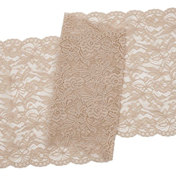 Кружево бельевое эластичное 300 мм / 3.4 метра, цвет телесный