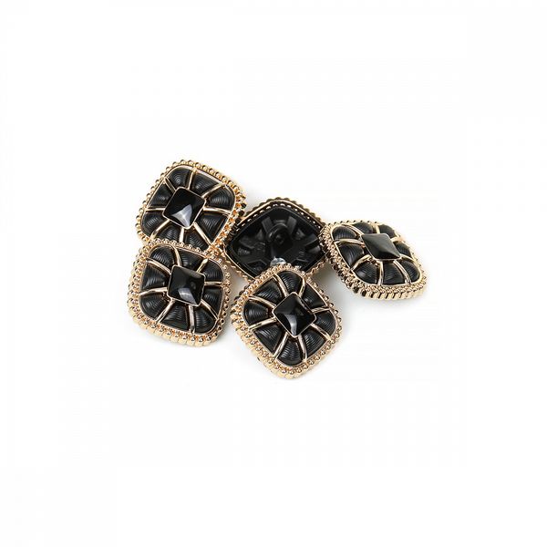 Пуговицы на ножке металлические 28L=18мм, С-MP07 цв.золото/черный, 5 шт