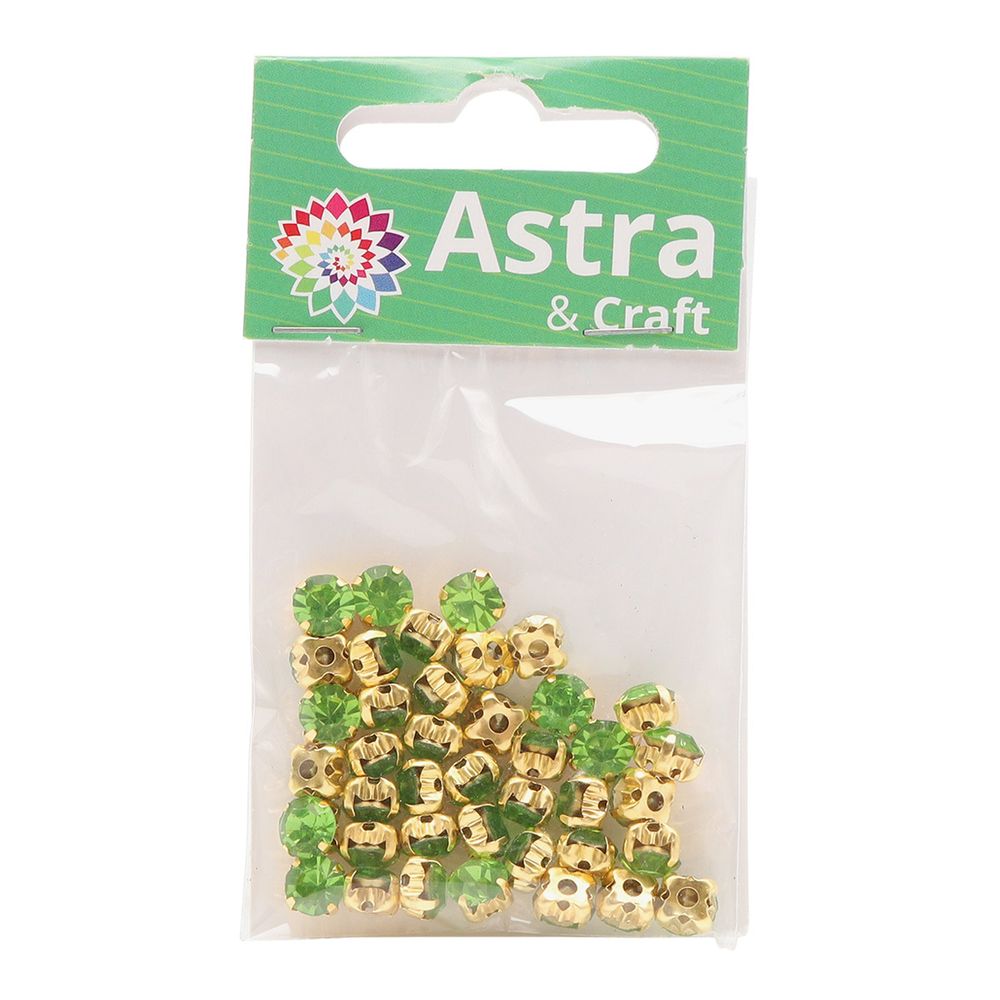 Хрустальные стразы в цапах/золото, 6мм, 40 шт/упак, Astra&Craft (39 св.зеленый), 4AR169/176