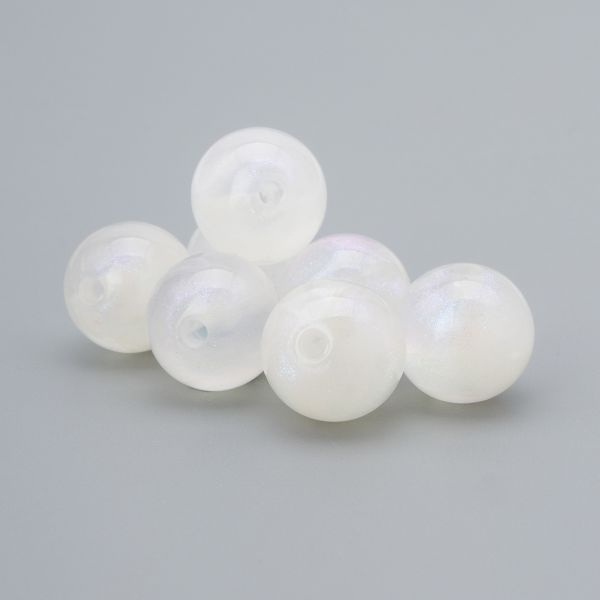 Бусины акрил ⌀12 мм, 500 г, дымка с АВ шиммером, круглые, AD069 белый, (7748709)2012 , Astra&Craft