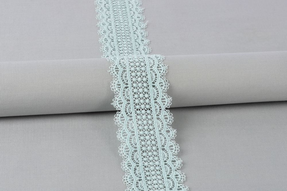 Кружево гипюр (плетёное) 50 мм / 10 м, GP018LGRN мятный, Gamma GGM-5002