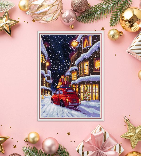 Набор для вышивания нитками Panna PR-7497, Рождественская улочка, 22.5х30 см