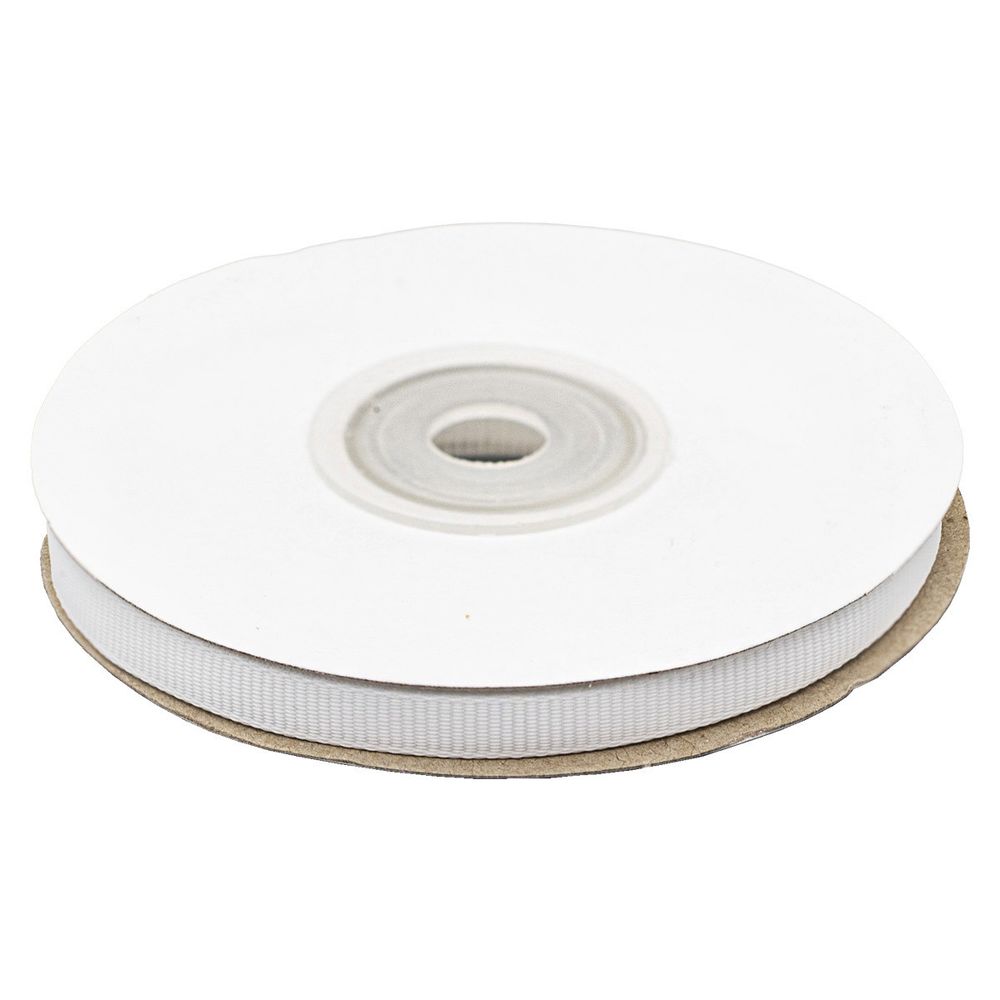 Лента репсовая (в рубчик) 6.0 мм, 001 белоснежный, уп.18,28 м