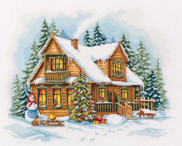 Набор для вышивания нитками Panna PR-7463, Новый год в деревне, 35х26 см