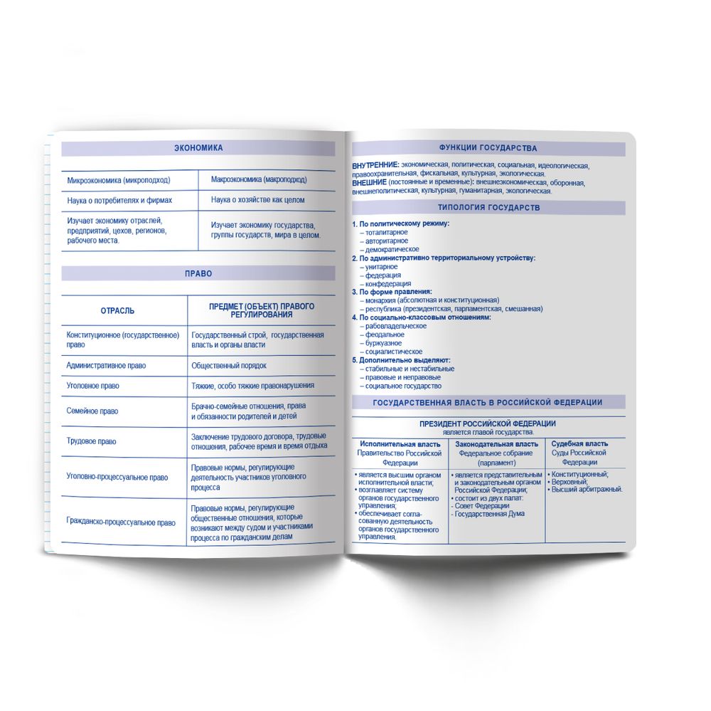 Тетрадь со справочным материалом Кристалл тайного, глянц.ламинация, A5 48 л. на скобе 65 г/м², белизна 100% 10 шт клетка, 01832 Кристалл тайного Обществознание, Светоч Т282