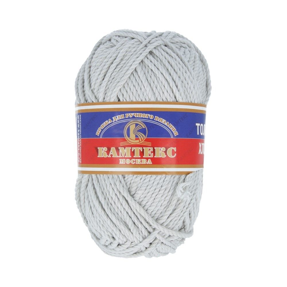 Пряжа Камтекс Толстый хлопок / уп.10 мот. по 100 г, 95 м, цв.008 серебристый