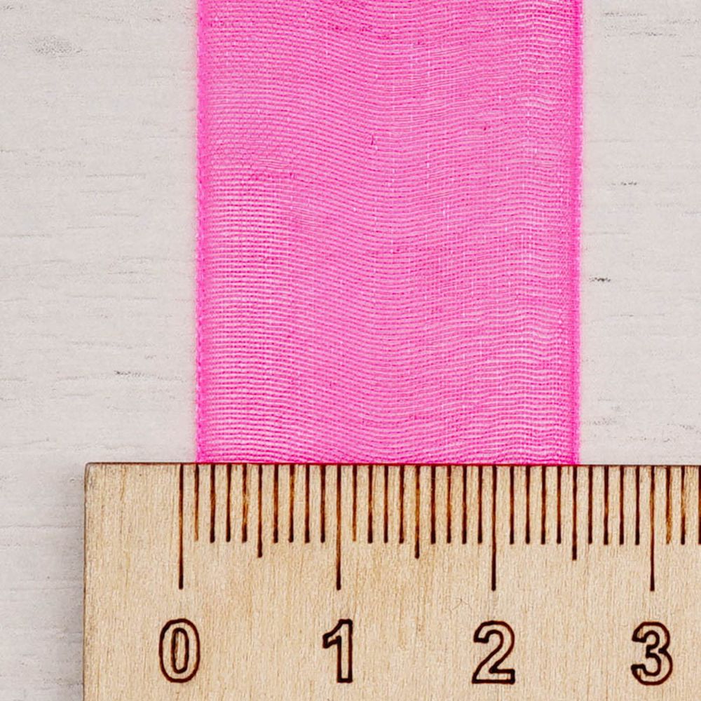 Лента капроновая (органза) 25.0 мм / 22.86±1 метров, 14 розовая фуксия
