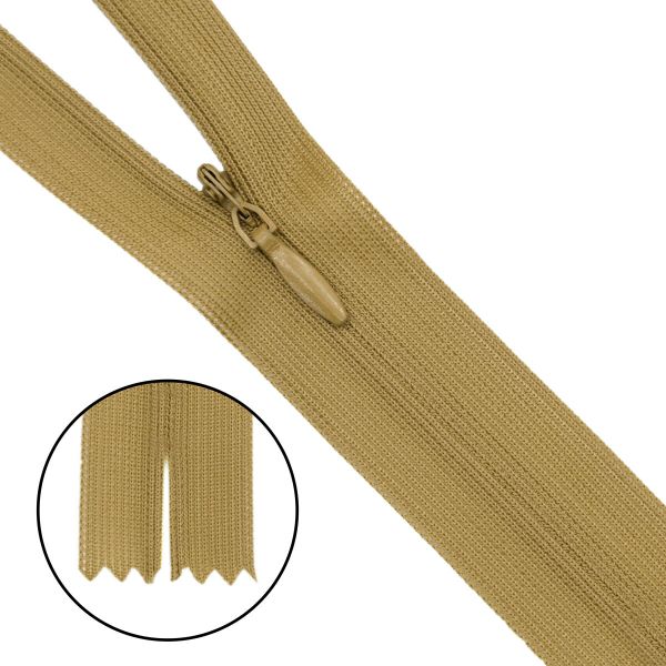 Молния потайная (скрытая) Т3 (3 мм) 1 зам., н/раз., 20 см, нейлон, F127 горчица, 10 шт