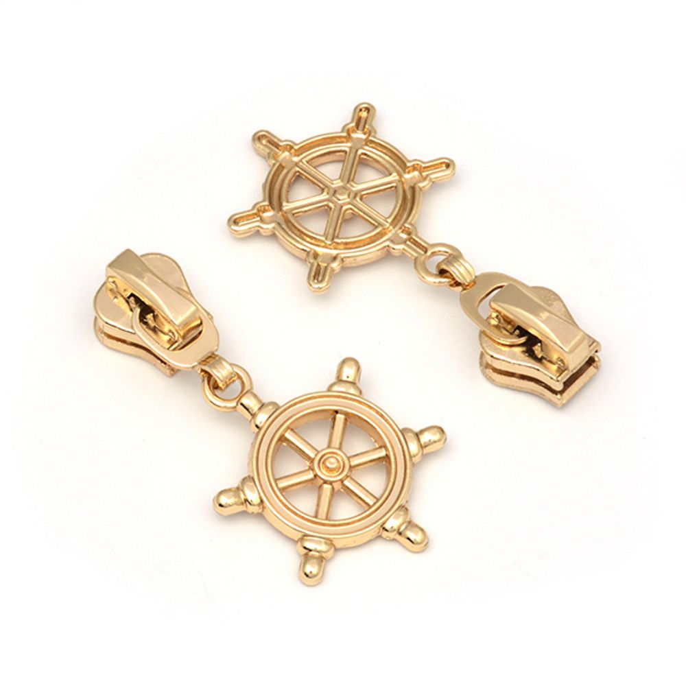 Слайдер (замок) для молнии трактор Т5 (5 мм), автомат, F02, цв.золото, уп.10 шт, Mzipp