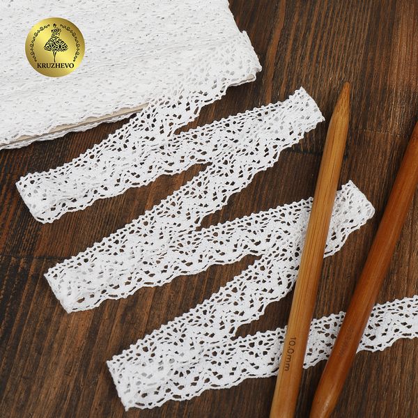 Кружево вязаное (тесьма) 19 мм / 10 метров, 5816 Тонкая нить цв.02 белый, Kruzhevo