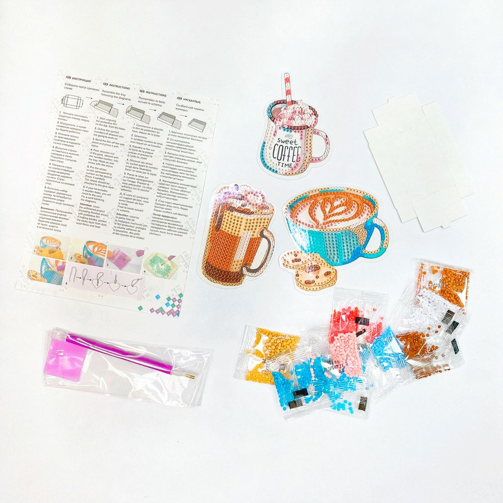 Алмазная (кристальная) мозаика Фрея, Наклейки Кофе, 6,5х9 см