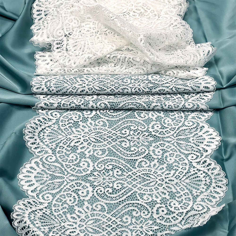 Кружево бельевое эластичное 240 мм / 25 м, 40992, цв.001 белый, Kruzhevo