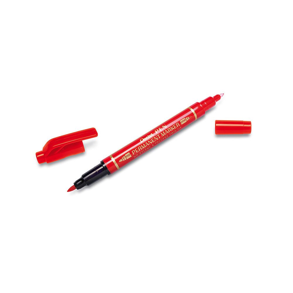 Маркер перманентный Pen Twin Tip New 0.3-1.2 мм, пулевидный 12 шт, N75W-BE двухсторонний, Pentel