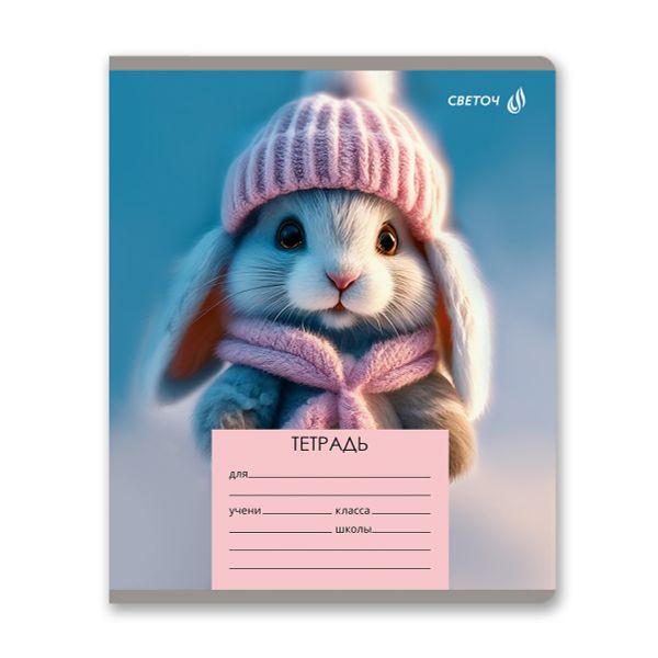 Тетрадь ученическая школьная, выборочный лак, A5 18 л. на скобе 65 г/м², белизна 100% 20 шт линия, 01453 Лапки в шапках, Светоч Т185