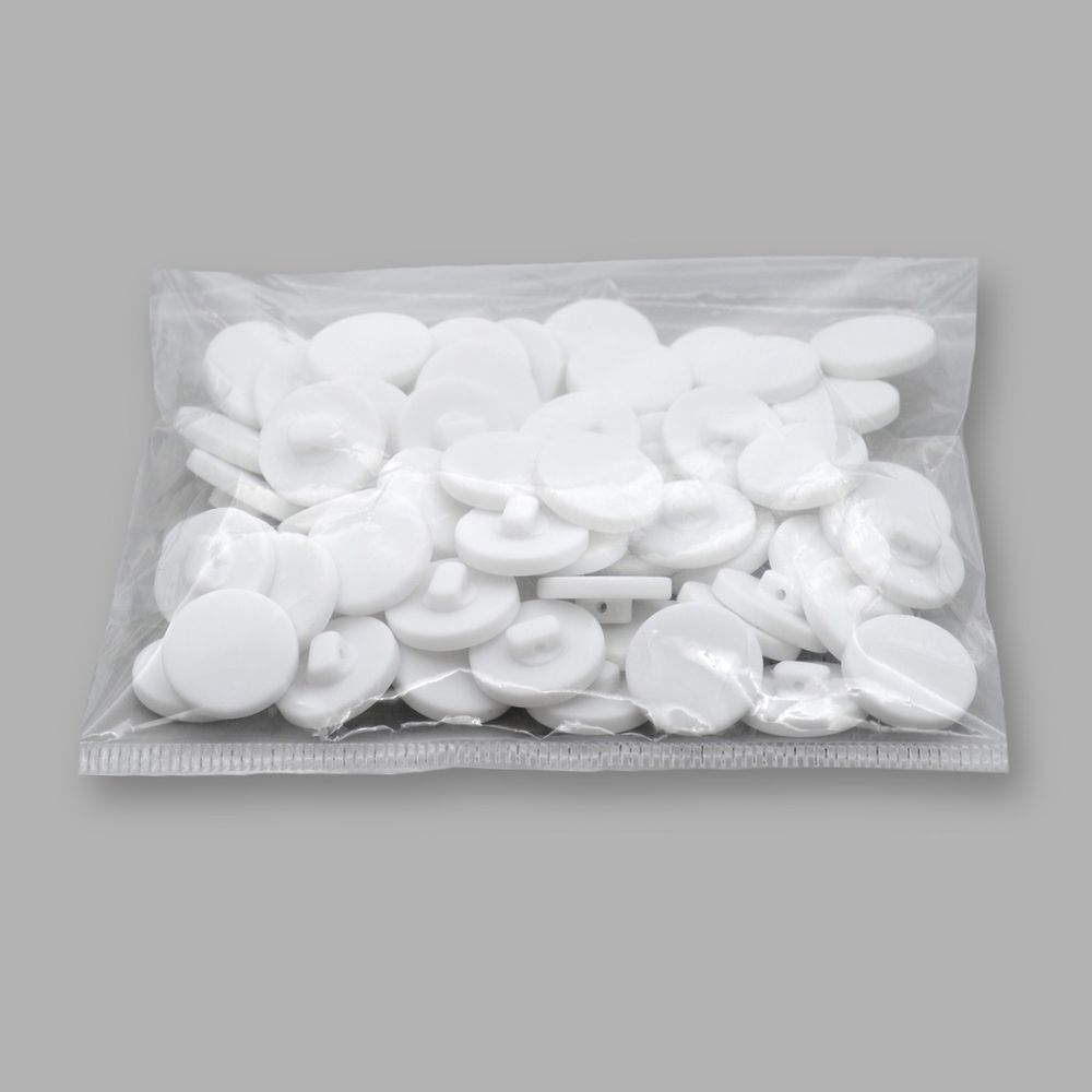 Пуговицы на ножке 28L (18мм), пластик (White (белый матовый)), 72 шт, CN K-33