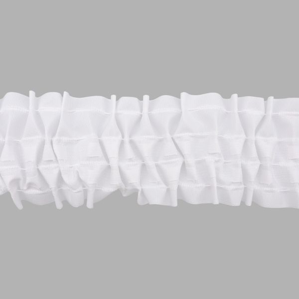 Лента (тесьма) шторная: сборка вафельная (1:3) 80 мм / 50 метров, (2 ряда петель, 4 шнура), C809 белый