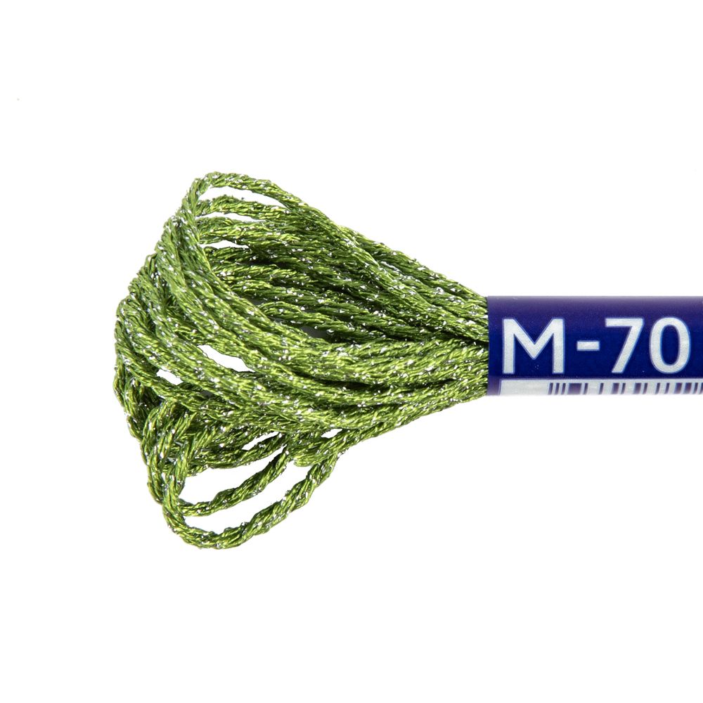 Мулине Gamma металлик NM 12 мотков по 6 метров, M-70 салатовый/серебристый, Gamma MOULINE