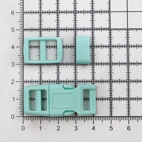 Фастекс (пряжка трезубец), рамка и рамка-регулятор 10мм, пластик, (2 компл.) Hobby&Pro, св.бирюзовый, A03001037-10