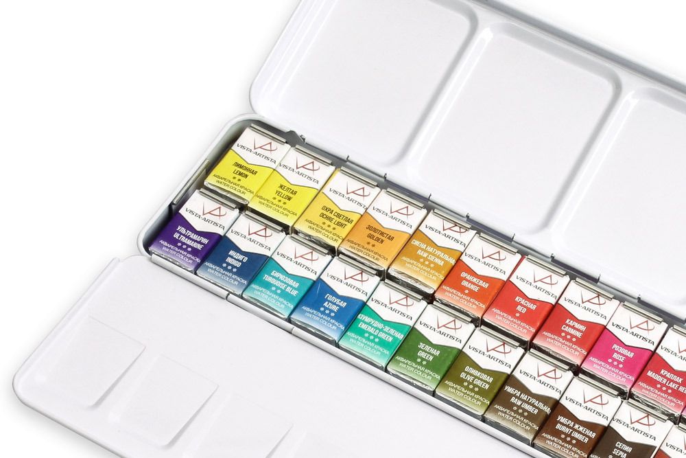 Пенал для акварели на 24 кюветы WMB-24, 02 - белый/white, Vista-Artista