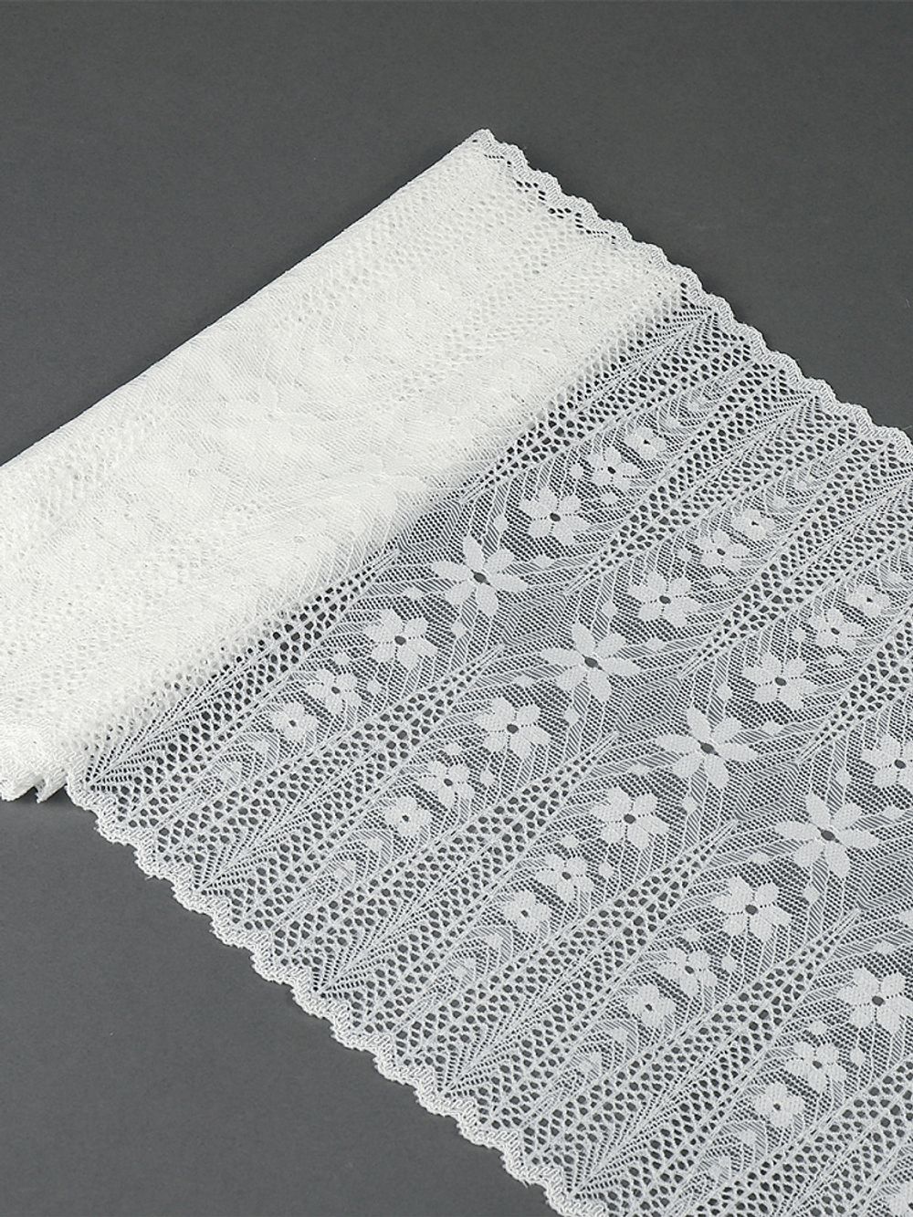 Кружево бельевое эластичное 220 мм / 2.7 м, 1909, цв.004 белый, Kruzhevo