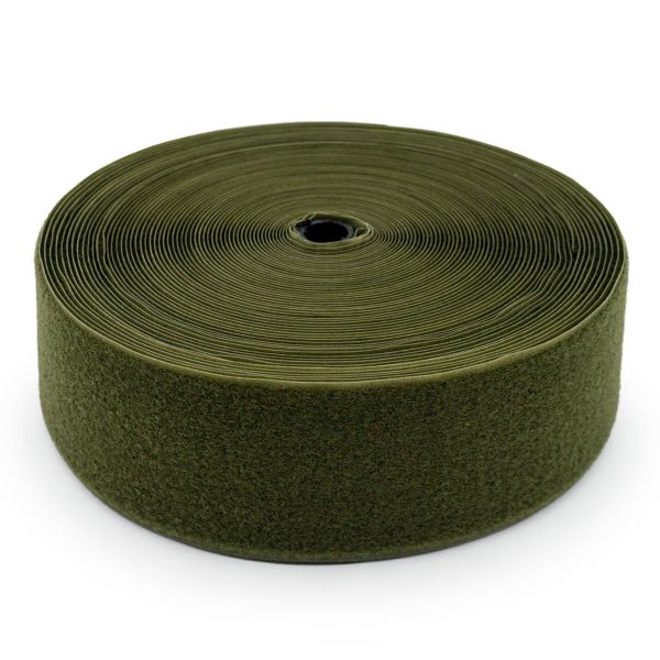 Лента контактная липучка (велкро) пришивная уп. 100 мм / 25 метров, оливковый/хаки, 121-20511/248, ПЕТЛЯ, качество 