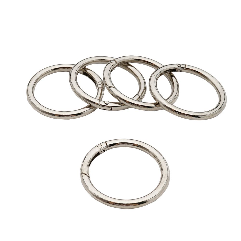 Карабин металл кольцо 38.0 мм (50х50 мм), никель, 5 шт