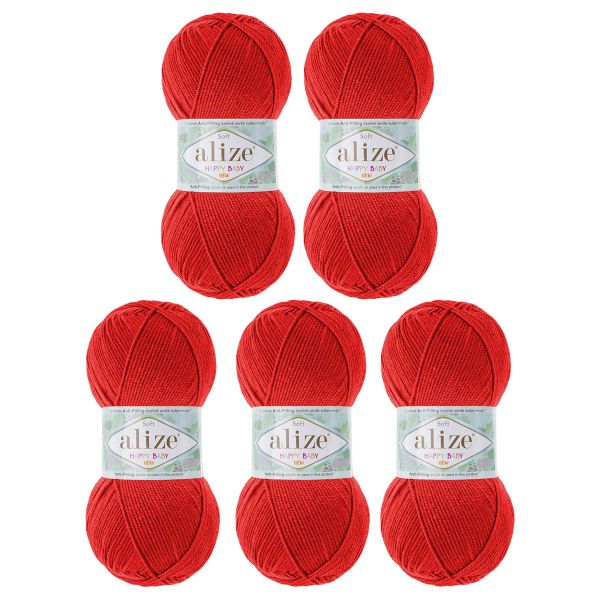 Пряжа Alize (Ализе) Happy Baby New / уп.5 мот. по 100 г, 320м, 56 красный