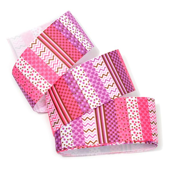 Лента репсовая (в рубчик) с рисунком 38 мм, TBY.LDR122, уп.10м