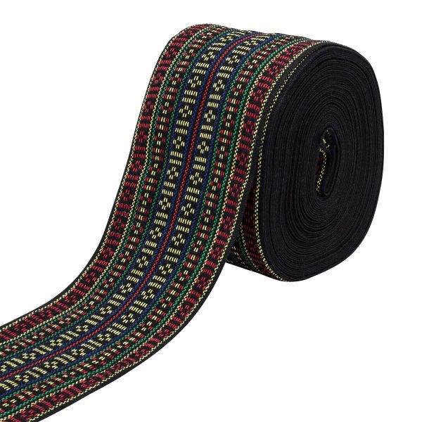 Лента для поясов 120 мм / 15 метров, рис 9857, черн/желт/красн/зел/син, С3882Г17