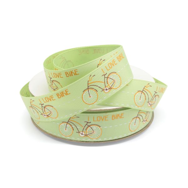 Лента репсовая (в рубчик) PREMIUM Велосипед 22 мм, 22,5м (520 св.зеленый)