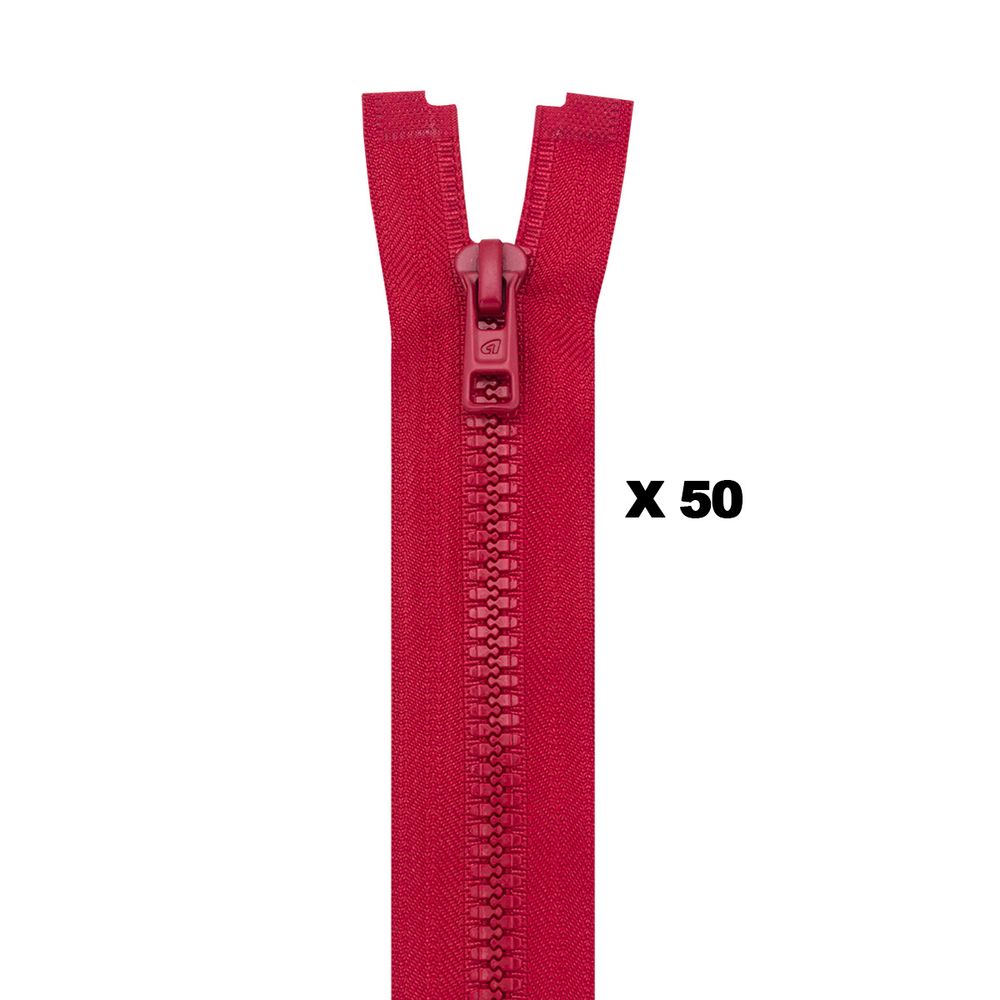 Молния трактор Arta Т6 (6 мм) 1 зам., разъем., 70 см, (2076), A519 красный, НОВЫЙ МАТОВЫЙ ЗАМОК, уп.50 штук