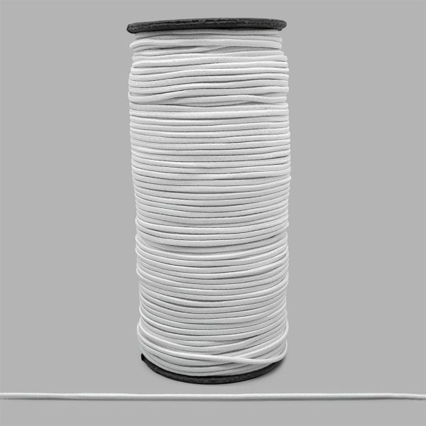 Резинка шляпная (шнур эластичный) ⌀2.0 мм / 100 метров, 0370-0200, С501 - белый