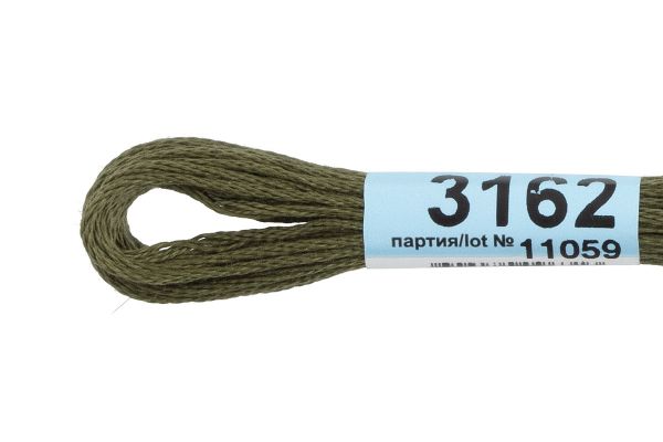 Мулине Gamma 100% хлопок, цв.3162 хаки, 24 мотка по 8 метров