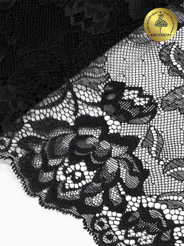 Кружево бельевое эластичное 180 мм / 3 м, TBY.L838, цв.03 черный, Kruzhevo