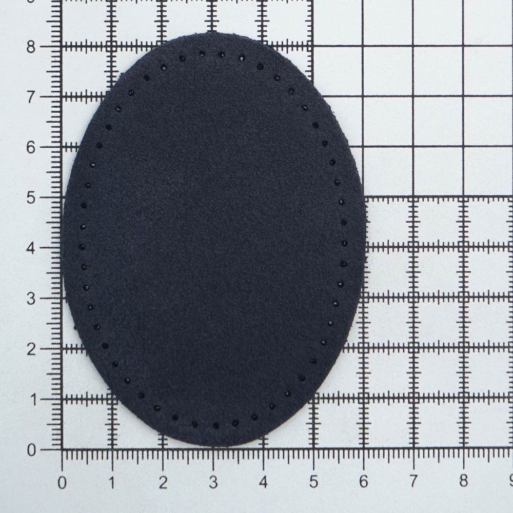 Заплатки пришивные из замши, овал 6х8,2см с перфорацией, 2 шт, 100% кожа, 22 темно-синий, 59114