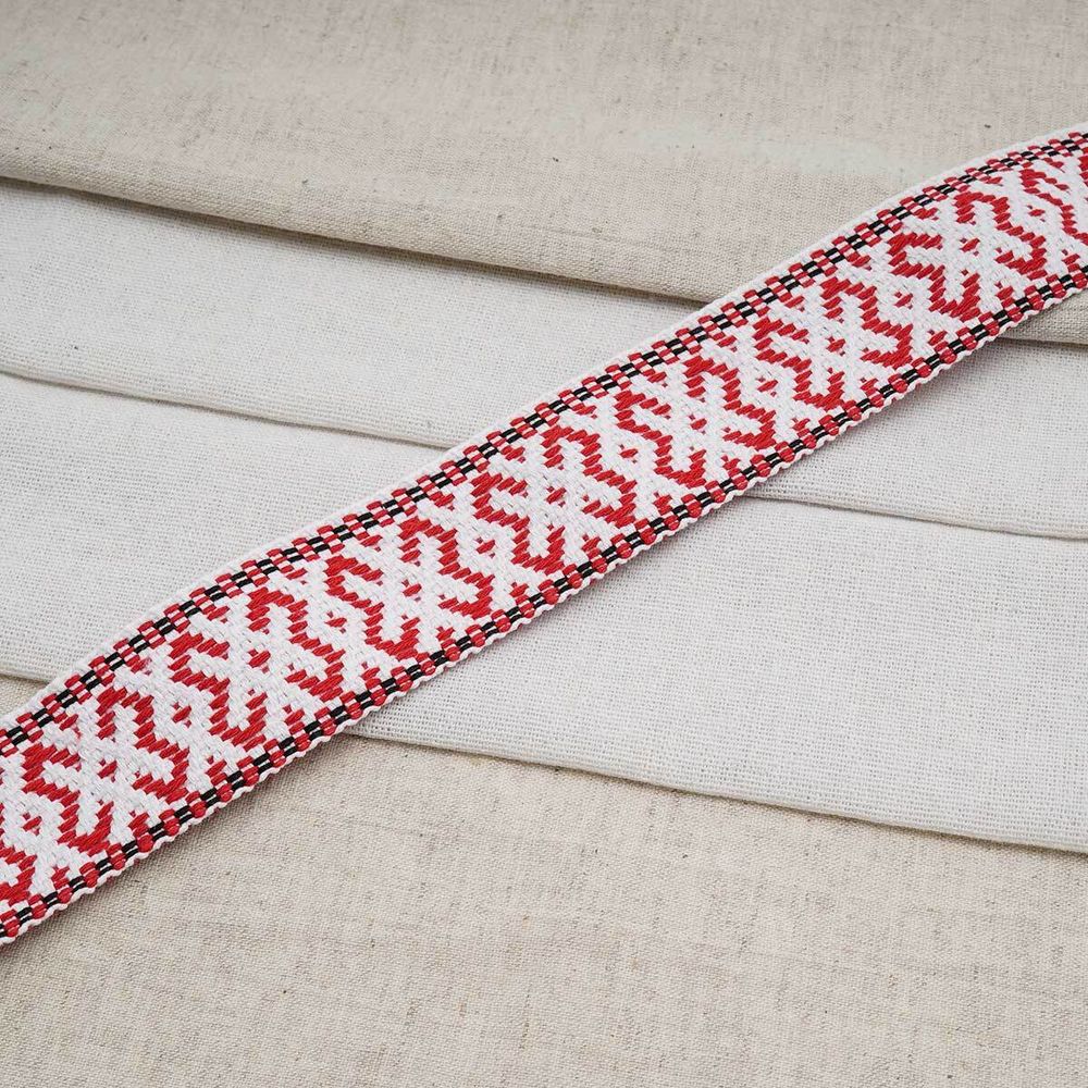 Лента для поясов 38 мм / 25 метров, рис. 9852, белый/красный/черный, С3822Г17