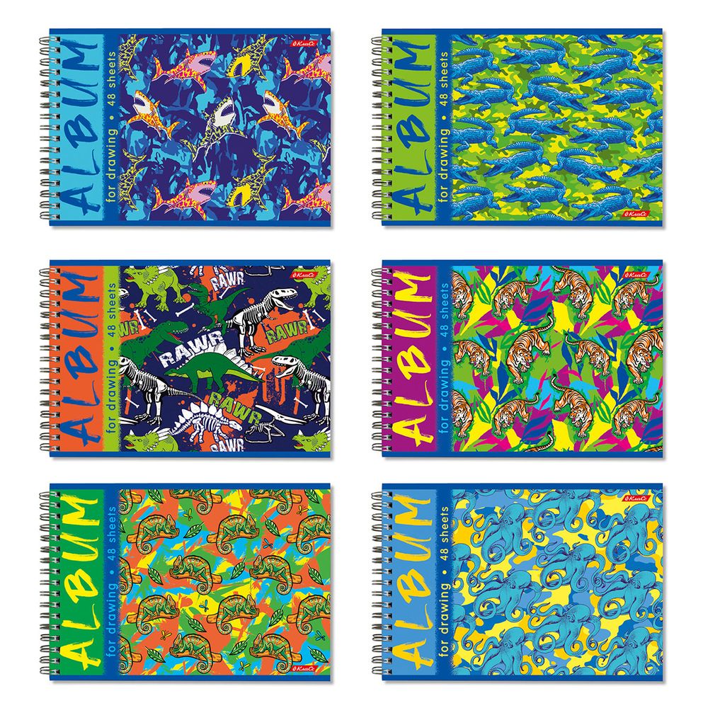 Альбом для рисования 100 г/м², A4 29х20.5 см, на гребне 48 л., 6 шт, 48АЛГР4_000274 Милые и ужасные, Светоч