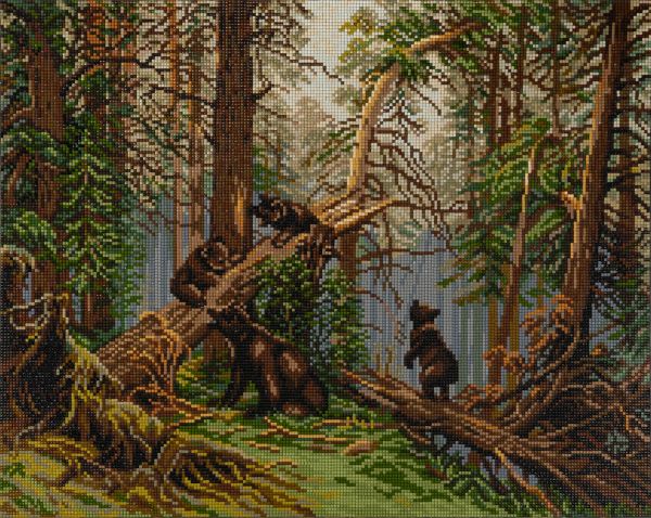 Алмазная (кристальная) мозаика Фрея GTG-ALPD-225, Утро в сосновом лесу. Иван Шишкин, на подрамнике, 50х40 см