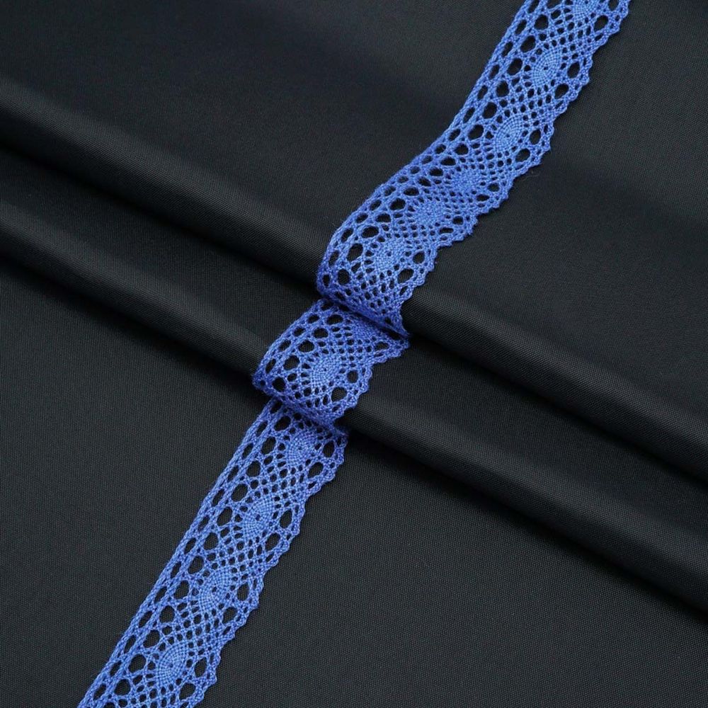 Кружево вязаное (тесьма) хлопковое 20 мм / 10 метров, цвет JD054 синий, (CL-071)