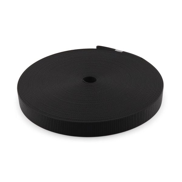 Стропа (ременная лента) 30 мм / 25 метров, толщ. 3.0 мм, [76 г/пог.м], 100% нейлон, черный
