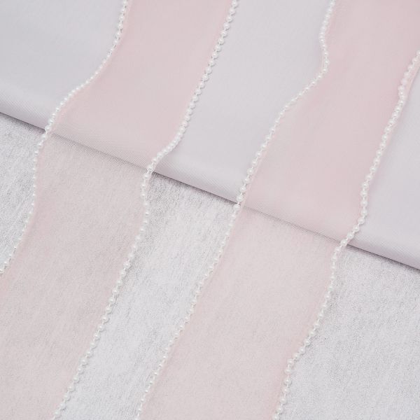 Лента декоративная с бусинами 70 мм, / 9.14 метра, 02 розовый