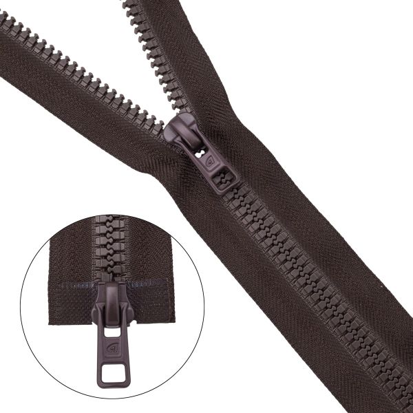 Молния трактор Arta Т6 (6 мм) 2 зам., разъем., 75 см, (2077), A141 т.коричневый, НОВЫЙ МАТОВЫЙ ЗАМОК, уп.50 штук