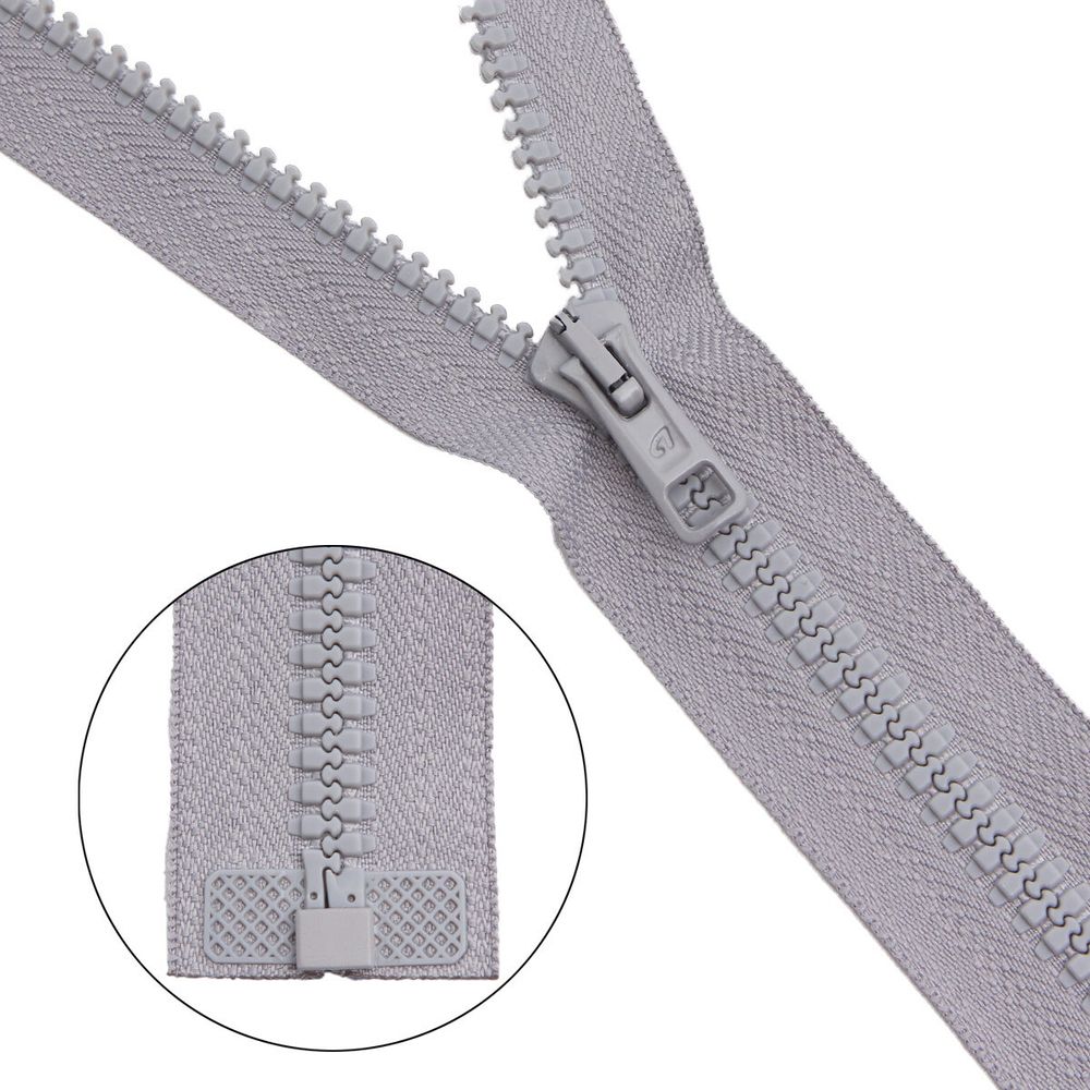 Молния трактор Arta Т6 (6 мм) 1 зам., разъем., 50 см, цв. 079 св.серый, уп.5 шт