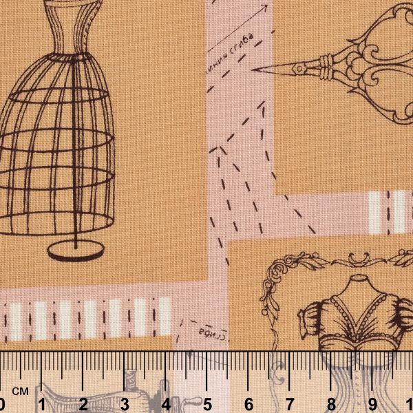 Ткань для пэчворка Peppy Век моды панель, отрез 60х110 см, 146 г/м², ВМ-02 розовый, Peppy