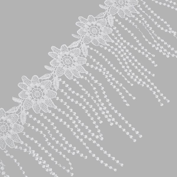 Кружево гипюр (плетёное) 190 мм, / 13.71 метра, с подвесками, белый
