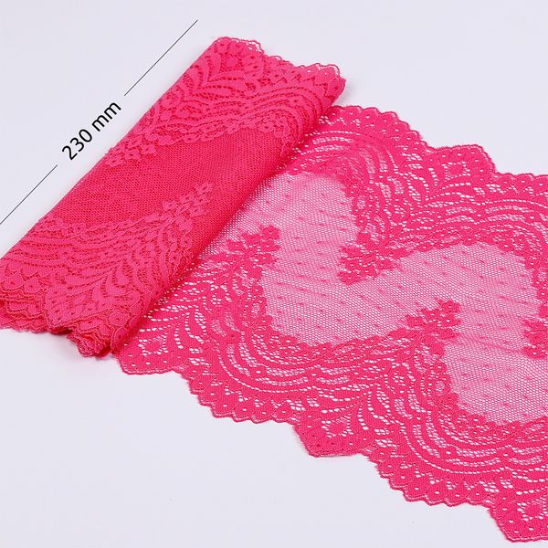Кружево бельевое эластичное 230 мм / 3 м, 8036 цв.F144 розовый, Kruzhevo