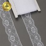 Кружево отделочное в стиле "трикотаж" 40 мм, диз. 281, цв.01 белый, уп. 27,4 м