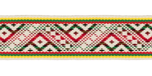 Лента (тесьма) жаккардовая 38.0 мм / 25±1 метров, для пояса зеленый/красный, Gamma 9970