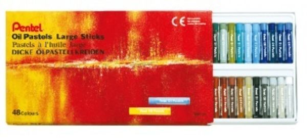 Пастель масляная 48 цв, мелки увеличенного диаметра, Pentel Large Sticks GHT-48L